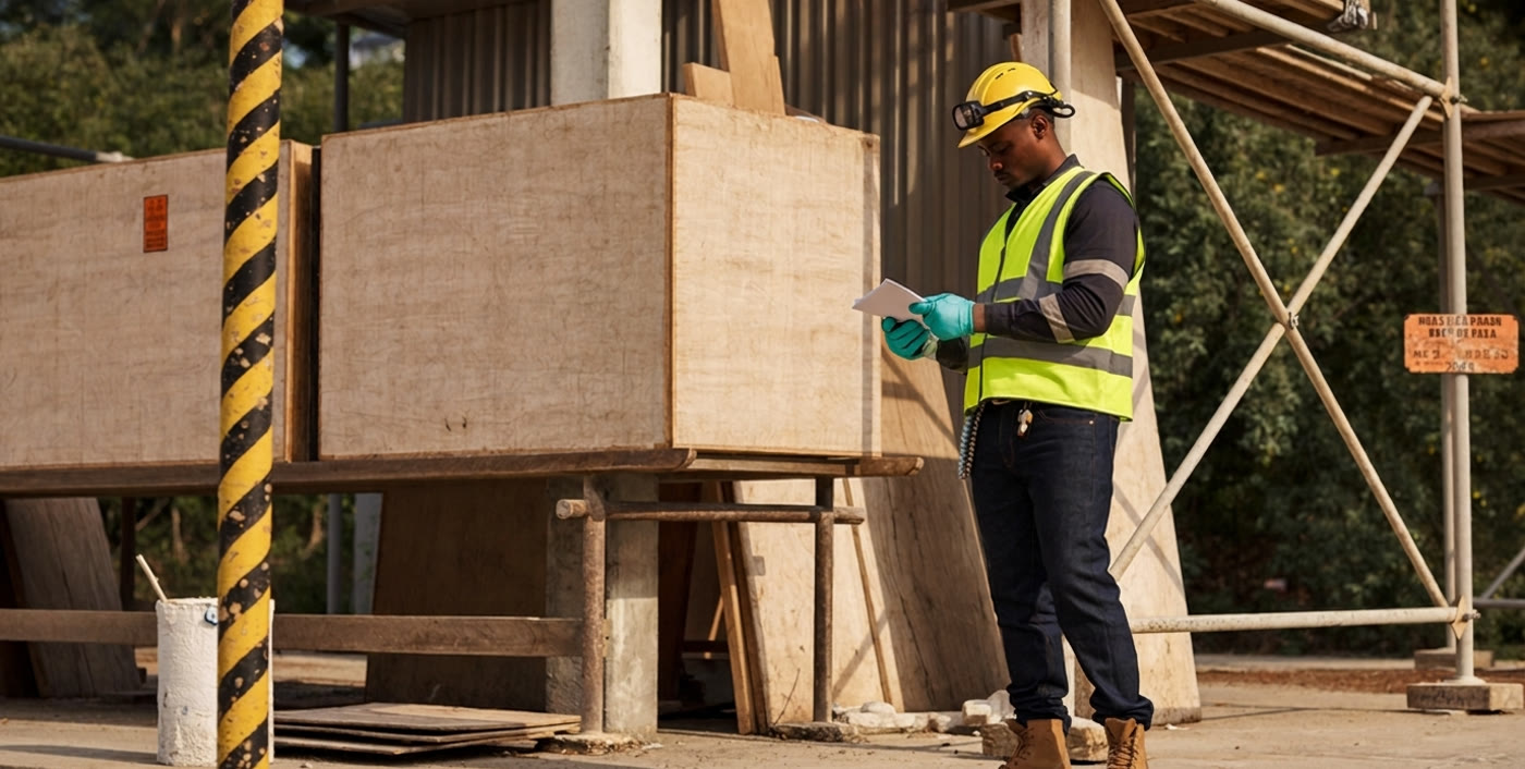 Équipements de protection individuelle sur un chantier